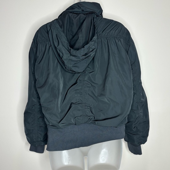 ATHLETA Point Reyes Bomber Jacket black grey size small zip up coat - Picture 3 of 7